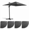 Parasol Déporté 2x3 M Et 4 Dalles Lestées Aluminium Gris Anthracite