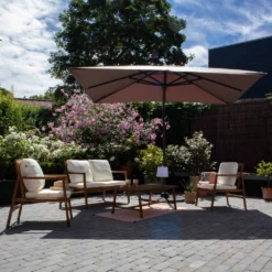 Parasol Déporté 2x3 M Et 4 Dalles Lestées Aluminium Taupe -Pas Cher Jardinoa Magasin 646e58e31818b3.39751076