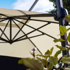 Parasol Déporté 3x4m Et 4 Dalles à Remplir Aluminium Blanc -Pas Cher Jardinoa Magasin 646e58e464e700.75581675