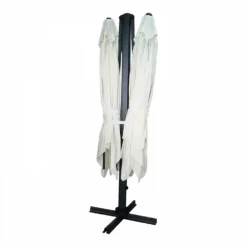 Double Parasol Déporté 3m Et 4 Dalles Lestées Aluminium Blanc -Pas Cher Jardinoa Magasin 646e58efe7d531.93124315