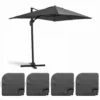 Parasol Déporté 2x3 M Et 4 Dalles à Remplir Aluminium Gris