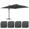 Parasol Déporté 3x4m Et 4 Dalles à Remplir Aluminium Gris
