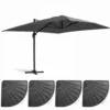 Parasol Déporté 3x4m Et 4 Dalles Lestées Aluminium Gris Anthracite