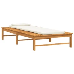 VIDAXL Chaise Longue Coussin/oreiller Blanc Crème Bois Massif Acacia -Pas Cher Jardinoa Magasin 646f54e2370ae3.48985047