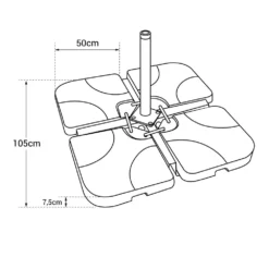 Oahu - Lot De 4 Dalles Carrées - Bases De Lestage Pour Parasol Pied En Croix - Remplissage Sable Ou Eau -Pas Cher Jardinoa Magasin 646f5505e0b823.93541877
