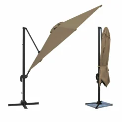 Oahu - Parasol Déporté Avec Housse De Rangement - Inclinable Rotatif Et Rabattable - Protection Uv - Ouverture Facile - Taupe 3x3m -Pas Cher Jardinoa Magasin 646f550a9c1ad3.52721917