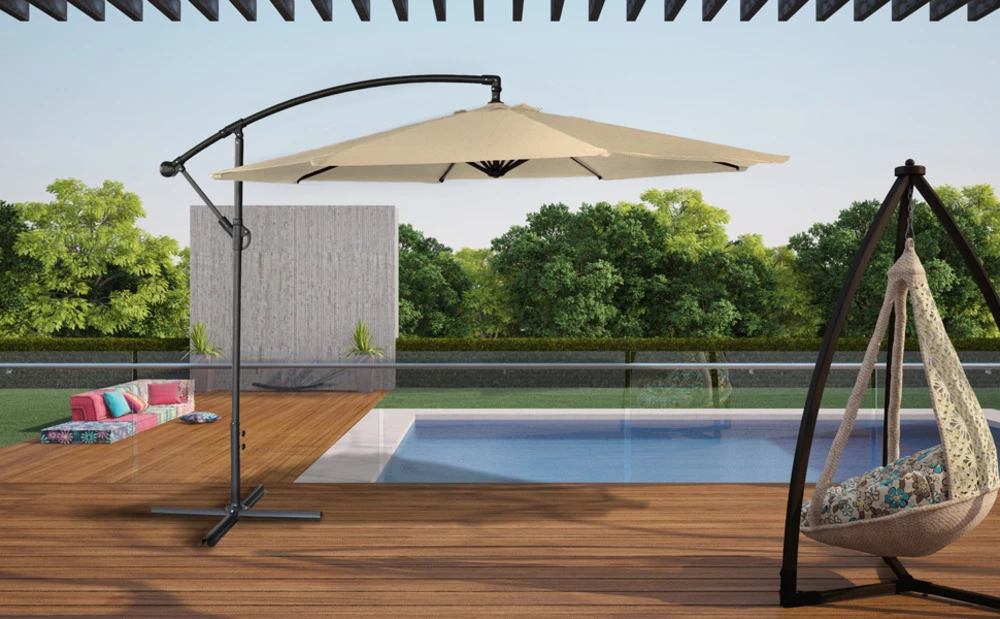 Oahu - Parasol Déporté Rond Diamètre 3 Mètres - Acier - Housse De Rangement - Protection Uv - Ouverture Facile 5 Oahu - Parasol Déporté Rond Diamètre 3 Mètres - Acier - Housse De Rangement - Protection Uv - Ouverture Facile – Image 5