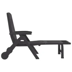 VIDAXL Chaise Longue Pliable Avec Roues Anthracite Pp -Pas Cher Jardinoa Magasin 6470a72b19b767.35661516