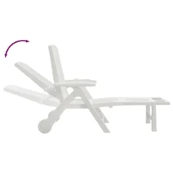 VIDAXL Chaise Longue Pliable Avec Roues Blanc Pp -Pas Cher Jardinoa Magasin 6470a72c8e9633.27655494