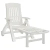 VIDAXL Chaise Longue Pliable Avec Roues Blanc Pp