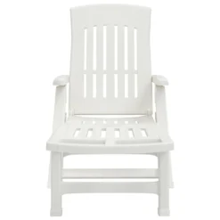 VIDAXL Chaise Longue Pliable Avec Roues Blanc Pp -Pas Cher Jardinoa Magasin 6470a72c972db5.24329862