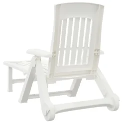 VIDAXL Chaise Longue Pliable Avec Roues Blanc Pp -Pas Cher Jardinoa Magasin 6470a72c9f7c16.36384443