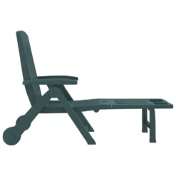 VIDAXL Chaise Longue Pliable Avec Roues Vert Pp -Pas Cher Jardinoa Magasin 6470a72d463a59.65136208