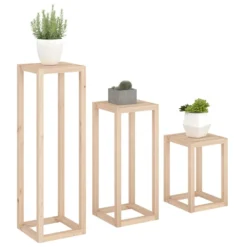 VIDAXL Ensemble De Supports Pour Plantes 3 Pcs Bois De Pin Massif -Pas Cher Jardinoa Magasin 64798cbddc5754.43290537