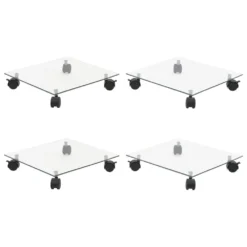 VIDAXL Supports Roulants à Plantes 4 Pcs 35x35 Cm Carré Verre Trempé