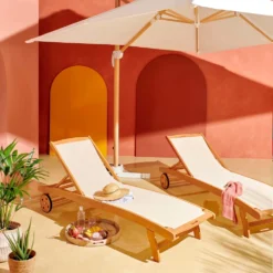 Parasol Déporté 3x3m Et 4 Dalles Lestées Effet Bois Blanc -Pas Cher Jardinoa Magasin 647b2f7f62acc3.15085825