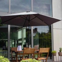 Parasol Droit Inclinable 3m Et 4 Dalles Lestées Aluminium Gris -Pas Cher Jardinoa Magasin 6480223e0aab83.62797628