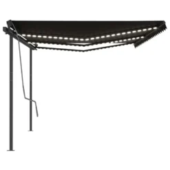 VIDAXL Auvent Automatique Et Capteur De Vent Et Led 6x3,5 M Anthracite -Pas Cher Jardinoa Magasin 6480d1c4259956.21544223