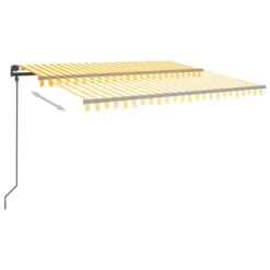 VIDAXL Auvent Automatique Capteur De Vent Led 4,5x3,5 M Jaune Et Blanc -Pas Cher Jardinoa Magasin 6480d1c5c90819.11781474