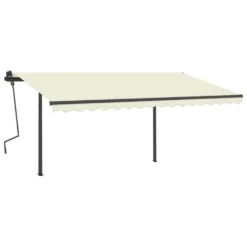 VIDAXL Auvent Automatique Capteur De Vent Et Led 4x3,5 M Crème -Pas Cher Jardinoa Magasin 6480d1ca937077.35603234