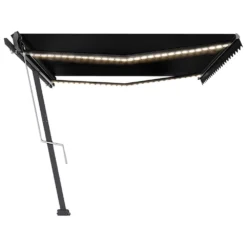 VIDAXL Auvent Automatique Capteur De Vent Et Led 500x350 Cm Anthracite -Pas Cher Jardinoa Magasin 6480d1cdeb2440.75356831