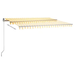 VIDAXL Auvent Automatique Capteur De Vent Led 450x350cm Jaune Et Blanc -Pas Cher Jardinoa Magasin 6480d1e365caf5.46396731