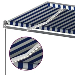 VIDAXL Auvent Automatique Capteur De Vent/led 600x300 Cm Bleu Et Blanc -Pas Cher Jardinoa Magasin 6480d1e88f8566.58773286