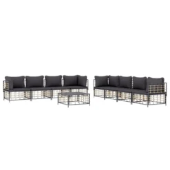VIDAXL Salon De Jardin 9 Pcs Avec Coussins Anthracite Résine Tressée -Pas Cher Jardinoa Magasin 6480d298741754.26093739