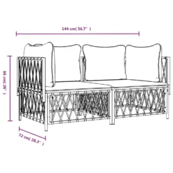 VIDAXL Salon De Jardin Avec Coussins 2 Pcs Blanc Acier -Pas Cher Jardinoa Magasin 6480d2a369a930.47792570