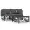 VIDAXL Salon De Jardin Avec Coussins 3 Pcs Anthracite Acier