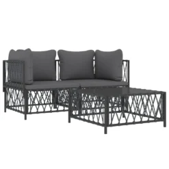 VIDAXL Salon De Jardin Avec Coussins 3 Pcs Anthracite Acier -Pas Cher Jardinoa Magasin 6480d2ac0a34d7.60386037