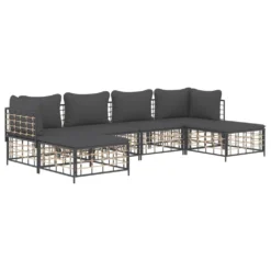 VIDAXL Salon De Jardin 6 Pcs Avec Coussins Anthracite Résine Tressée -Pas Cher Jardinoa Magasin 6480d2c31fd451.61162779