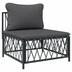 VIDAXL Salon De Jardin Avec Coussins 5 Pcs Anthracite Acier -Pas Cher Jardinoa Magasin 6480d2dcd23760.56660679