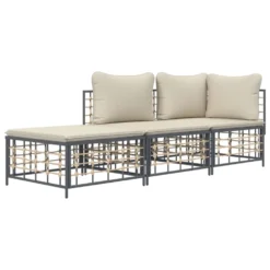 VIDAXL Salon De Jardin 3 Pcs Avec Coussins Anthracite Résine Tressée -Pas Cher Jardinoa Magasin 6480d2eda32d03.29940728