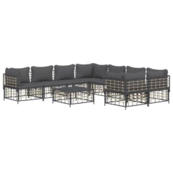 VIDAXL Salon De Jardin 9 Pcs Avec Coussins Anthracite Résine Tressée -Pas Cher Jardinoa Magasin 6480d2f5783594.19151591