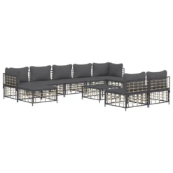 VIDAXL Salon De Jardin 10 Pcs Avec Coussins Anthracite Résine Tressée -Pas Cher Jardinoa Magasin 6480d301c74388.62445659