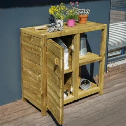 Table De Rempotage Avec étagères Et Porte - Essencia -Pas Cher Jardinoa Magasin 648276416f0fb5.38270291