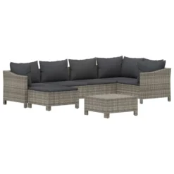 VIDAXL Salon De Jardin 7 Pcs Avec Coussins Gris Résine Tressée -Pas Cher Jardinoa Magasin 6482c43a8a5aa0.44815090