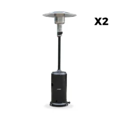 Lot De 2 Chauffages Extérieur à Gaz Noir. Parasols Chauffants De Terrasse Finland 12.5kw Avec Roulettes -Pas Cher Jardinoa Magasin 648318a119a5c0.54183716