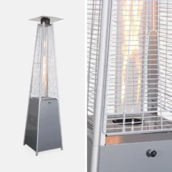 Lot De 2 Parasols Chauffants Gaz Pyramide. Gris Clair. Véritable Flamme. Roulettes Incluses -Pas Cher Jardinoa Magasin 648318a6843897.15141889