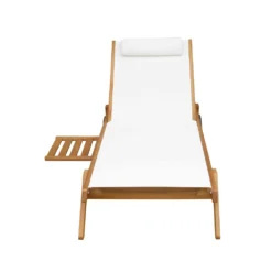 Lot De 2 Bains De Soleil Avec Coussin Et Tablette En Bois Blanc -Pas Cher Jardinoa Magasin 648864f9c7ec82.95043551
