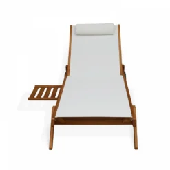 Lot De 2 Bains De Soleil Avec Coussin Et Tablette En Bois Blanc -Pas Cher Jardinoa Magasin 648864f9cfdb84.94921274