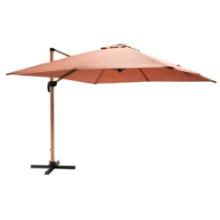 Parasol Déporté Carré 3x3m Effet Bois Argile -Pas Cher Jardinoa Magasin 64886501b949d3.92437871