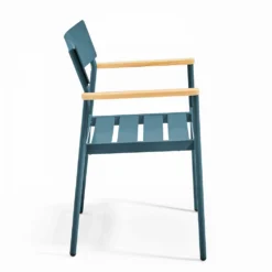 Fauteuil De Jardin En Aluminium Et Bois Bleu Canard -Pas Cher Jardinoa Magasin 648865188bbd91.29335193