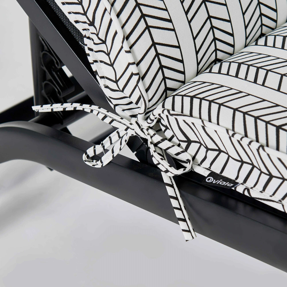 Coussin Bain De Soleil Polyester Blanc Et Noir 186 X 60 X 5 Cm 5 Coussin Bain De Soleil Polyester Blanc Et Noir 186 X 60 X 5 Cm – Image 5