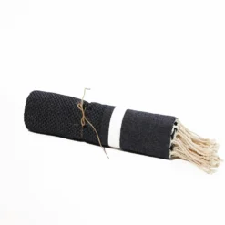 Fouta En Coton Tissage Nid D'abeille Spa 100x200cm Bleu Marine -Pas Cher Jardinoa Magasin 648b51ccc9f828.94609112