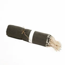 Fouta En Coton Tissage Nid D'abeille Spa 100x200cm Gris Foncé -Pas Cher Jardinoa Magasin 648b51ce6fb702.82383388