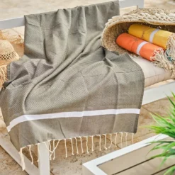 Fouta En Coton Tissage Nid D'abeille Spa 100x200cm Gris Foncé -Pas Cher Jardinoa Magasin 648b51ce735c67.89597497