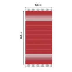 Fouta En Coton Miami 100x200cm Rouge -Pas Cher Jardinoa Magasin 648b51cedf74f8.53370561