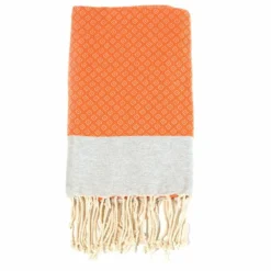 Fouta En Coton Petit Losange 100x200cm Orange